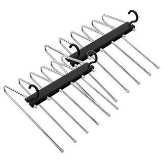 wellane 6層不鏽鋼伸縮摺疊收納褲架, 2個, 黑色