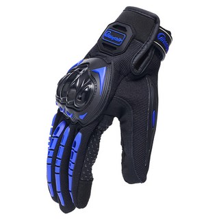 風之守護 機車騎士 觸控防摔手套, 藍色