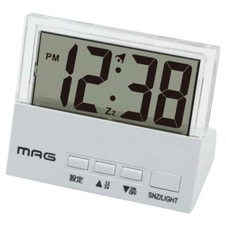 MAG 透明液晶電子鬧鐘, 透明色 + 白色