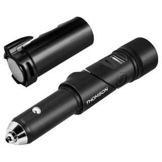THOMSON 湯姆盛 USB多功能安全車充錘 LED照明/磁鐵底座/擊破錘/切割器, 1個, 2孔