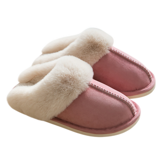 半島良品 麂皮絨兔毛保暖拖鞋, 粉色, 1雙