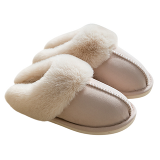 半島良品 麂皮絨兔毛保暖拖鞋, 米白色, 1雙