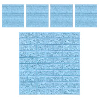 WE CHAMP 3D立體磚紋隔音棉防撞貼 WTB-700 5張, 湖藍色