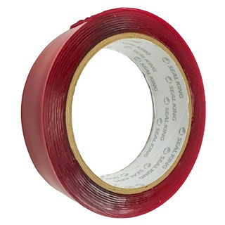 CLEAN 克林 易利黏 超黏透明壓克力泡棉 紅膜排廢 30mm x 3m, 紅色, 1捲