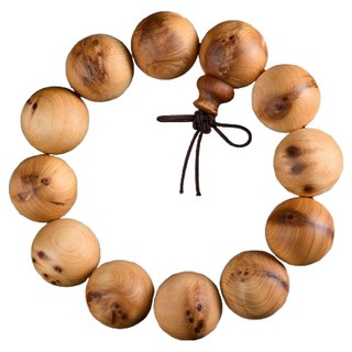 Ove L 佛教念珠 側柏木念珠 2.0cm 微點疤痕 單一尺寸, 1個, 混合色