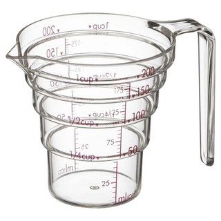 Yamazaki 山崎 一目瞭然層階式量杯/料理用具/烹調用具/烘焙用具/量匙量杯 200ml, 透明色, 1個