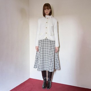ISABEY 毛呢格紋長版傘狀裙 VJSAX2347