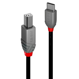LINDY 林帝 ANTHRA USB2.0 Type C公 to Type B公 傳輸線, 1m, 1條