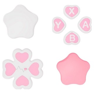 HOHOO 任天堂 Switch 2 Joy-Con 相容類比搖桿套 按鍵帽 愛心Pop, 1個, 單一商品, 白按鈕粉紅