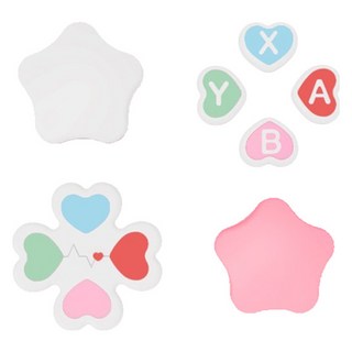 HOHOO 任天堂 Switch 2 Joy-Con 相容類比搖桿套 按鍵帽 愛心Pop, 1個, 單一商品, 白粉按鈕4色