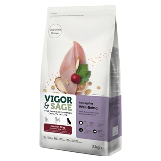 Vigor&Sage 熟齡犬黃耆補氣草本無穀乾糧, 2kg, 雞肉, 1袋