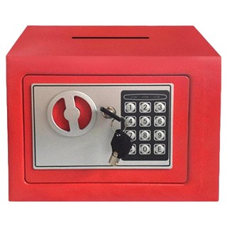 윰스 디지털 상단 투입 미니 안전금고, 23 x 17 x 17 cm, 레드