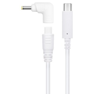 Coms 賣場 USB 3.1 Type C PD to DC HP 聯想 專用充電轉接頭 L型 19V 筆記型電腦 電源轉換線 白色 LV005, 1個, 1.2m