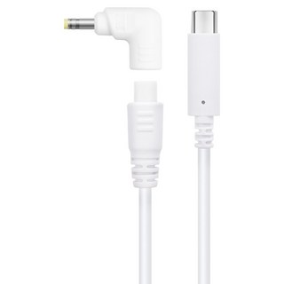 Coms Mart USB 3.1 Type C PD to DC BenQ DELL COMPAQ 專用 L型 19V 筆記型電腦電源轉換線 白色 LV007, 1個, 1.2m