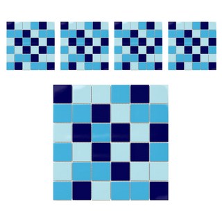 MONESPACE 瓷質馬賽克磁磚 48mm, 混藍色亮光, 5個