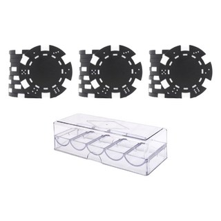 Boami 撲克籌碼 再生原料 100片 + 壓克力盒套裝, 1套, 黑色(籌碼)