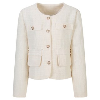 ISABEY 女性金色鈕扣圓領粗花呢夾克 VJJAI2108