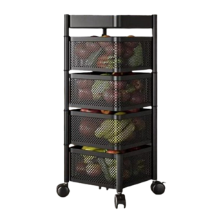 磁吸可拆卸旋轉置物架 4層, 黑色, 1個