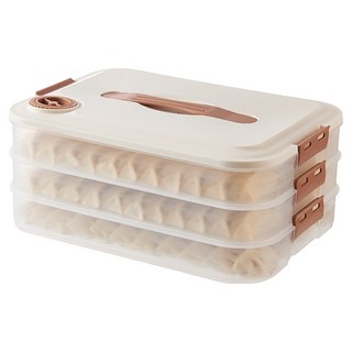 食品級PP可疊加透明水餃保鮮盒 三層一蓋, 1個, 1入