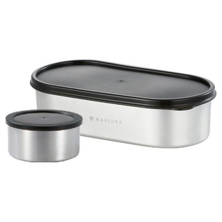 MASIONS 美心 頂級304不鏽鋼 日式密封防漏分隔便當盒 可微波 附湯碗 850ml, 1個, 銀色