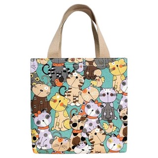 手提保溫袋, 1個, 綠色貓