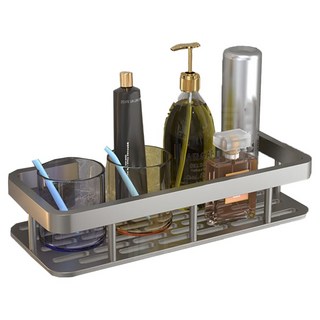 小麥購物 浴室牆上置物收納架 L1134, 1個, 槍灰色