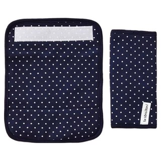 Bebehome 居家生活 安全帶磨牙口水巾/推車背帶吸水口水巾兩件組, 藍底點點, 1組