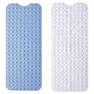 新錸家居 浴室吸盤防滑墊 長形地墊 2件組, 1組, 白色 + 藍色