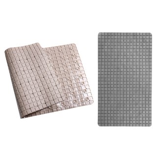 新錸家居 TPE浴室防滑墊/可拼接真空吸盤地墊, 1組, 雅緻杏 + 優雅灰