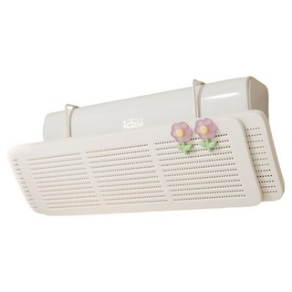 Pick Deal 無動力高級冷氣擋風板 奶油白 + 粉紅花朵, 單一商品, 1個