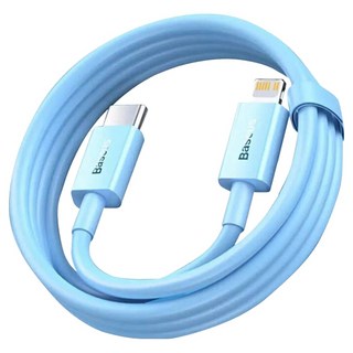 Baseus 倍思 優勝系列 Type-C-Type-C-Lightning PD 20W快充傳輸線, 1m, 遠峰藍, 1條