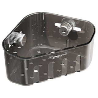 HOUDER 吸盤水槽轉角瀝水架, 透灰, 1個