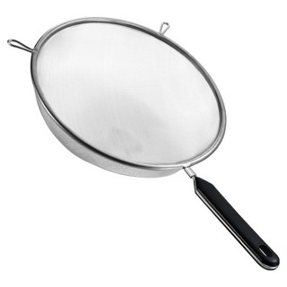 304不鏽鋼雙耳掛鉤濾網杓 黑柄, 1個