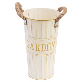 TRENY 高款復古鐵皮花盆 小款, 米白色, 1個