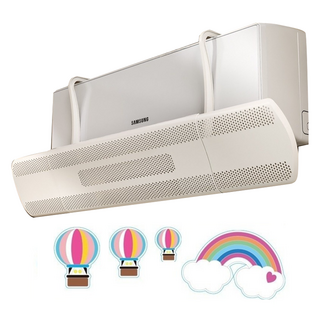 Pick Deal 高級冷氣擋風板 象牙白 + 原創手工彩虹熱氣球貼紙, 1套, 單一商品