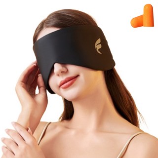 THEIA 溫涼雙重體感遮光睡眠眼罩 寬版黑色 + 耳塞2入組, 1套