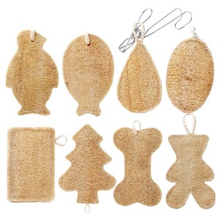 글린 루파 두겹 양면 수세미 8종 + 스텐 집게고리 세트, 1세트