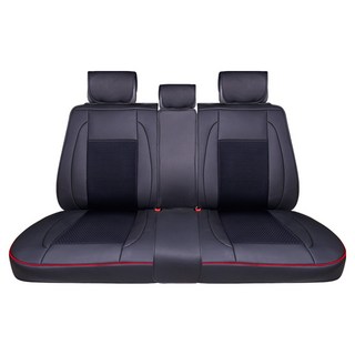 ANBORTEH 安伯特 冰絲透氣尊爵後座椅套9件組, 黑色 + 紅色, 1組