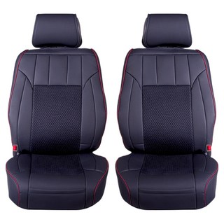 ANBORTEH 安伯特 冰絲透氣尊爵前座椅套6件組, 黑色 + 紅色, 1組