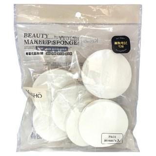KeSHO 專業化妝粉撲量販包 PA01 80mm 6入, 1包, 乳白色