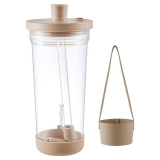 Corelle Brands 康寧餐具 Snapware Tritan跳跳吸管杯 含杯套, 1個, 珊瑚奶