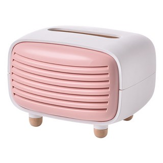 小麥購物 復古收音機造型面紙盒 L2174, 北歐粉, 1個