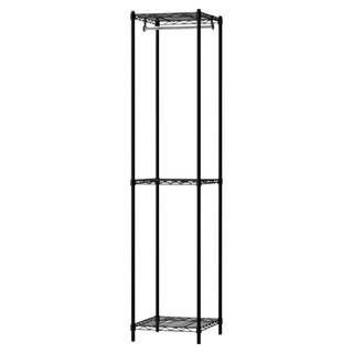 KI WISH 居家生活 三層衣櫥架 無布套 + 吊衣桿 40cm 台灣製, 黑色