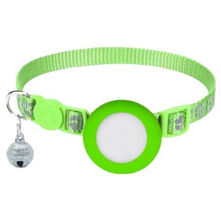 KODACHIEF 寵物 AirTag 定位項圈 + 矽膠保護套組, 1個, 腳掌圖案 螢光綠