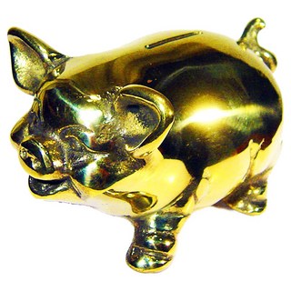 開運陶源 金存錢豬 豬銅雕 撲滿/存錢筒, 黃銅色
