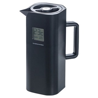 SHIMOYAMA 智慧顯溫雙層真空保冷保溫壺, 黑色, 1L, 1個