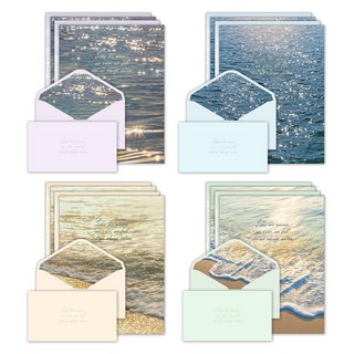 마음담아 감성 윤슬 편지지 4종 x 4p + 봉투 8p 세트, 혼합색상, 1개