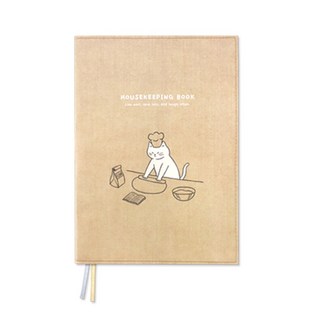 珠友文化 A5絹布家計簿 1年份 CB-60055-03 218 x 152 x 10mm, 1本, 貓廚 奶茶色