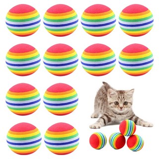 포우타운 고양이 이갈이 퐁퐁볼 장난감, 레인보우, 12개