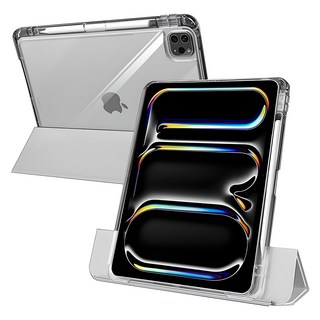 J.ROAD Shine 透明 Apple Pencil存儲滑軌 可拆卸保護套 iPad Air 11 2024 M2適用, 灰色, 1個